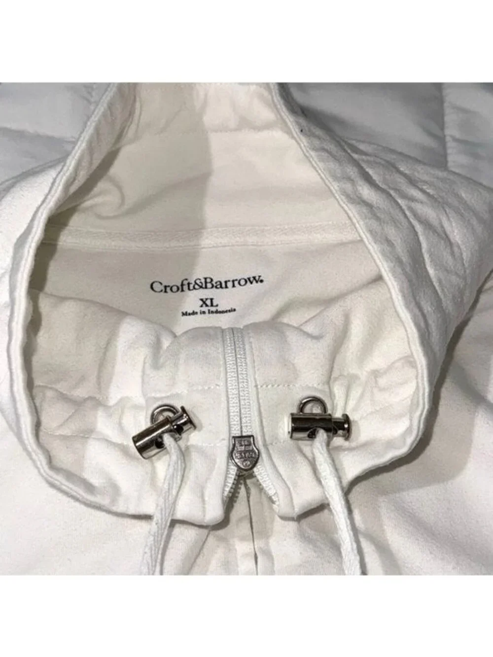 Womens White Zip-Up Jacket Croft & Barrow XL Cotton Blend Lightweight Hoodie - Picture 4 of 8
